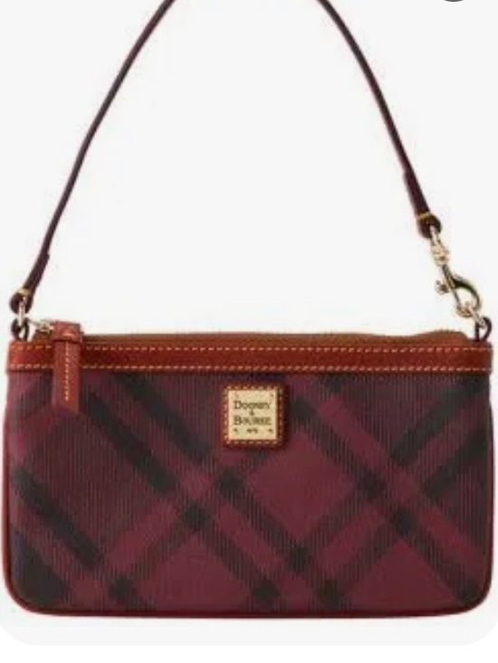 Dooney & Bourke Handbags - Dooney & Bourke Bordeaux and Black Plaid Bag with Leather Trim NWT